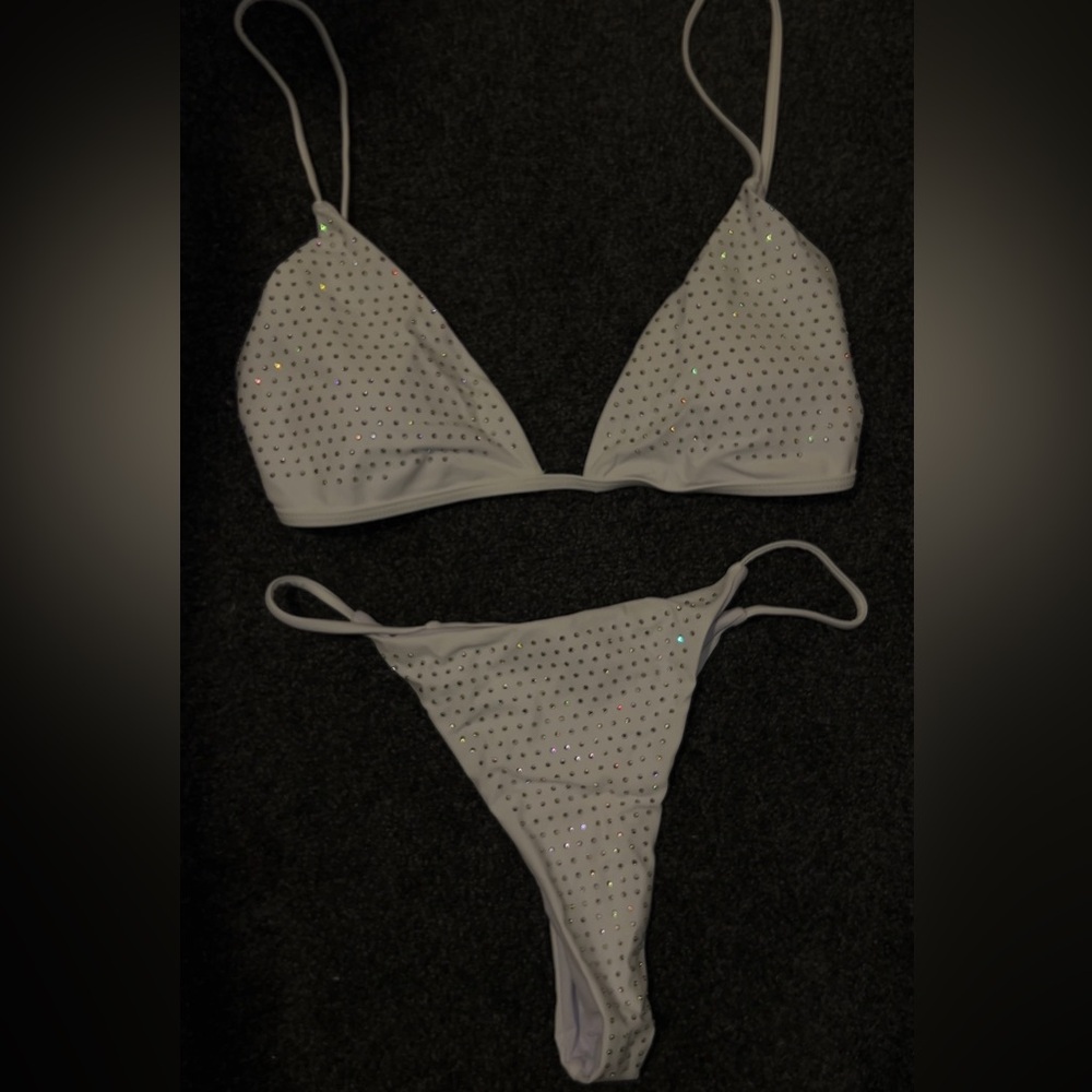 White Rhinestone Bikini Set - Picture 3 of 3